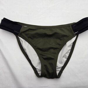 PINK Victoria's Secret: The Luxe Retreat Bikini Bottom, Army Green & Black - L